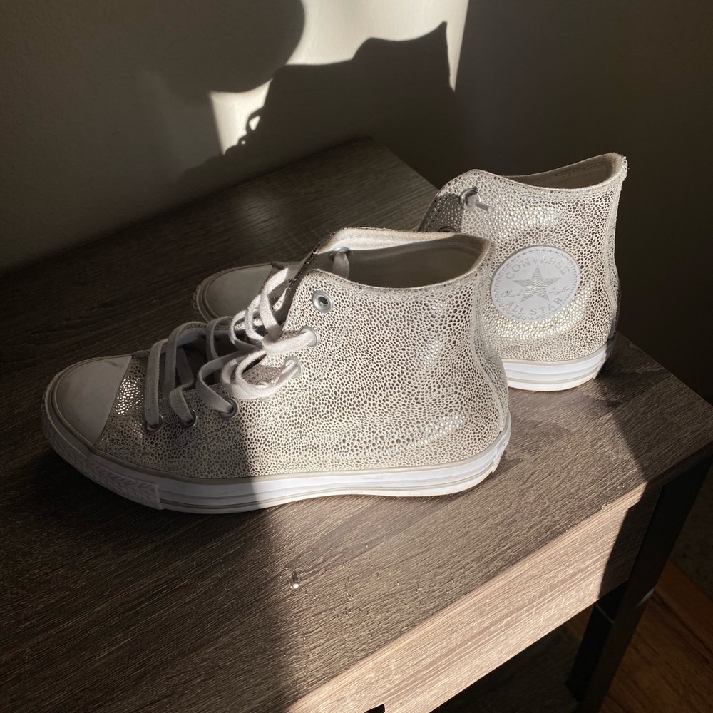 Silver dots converse sneakers